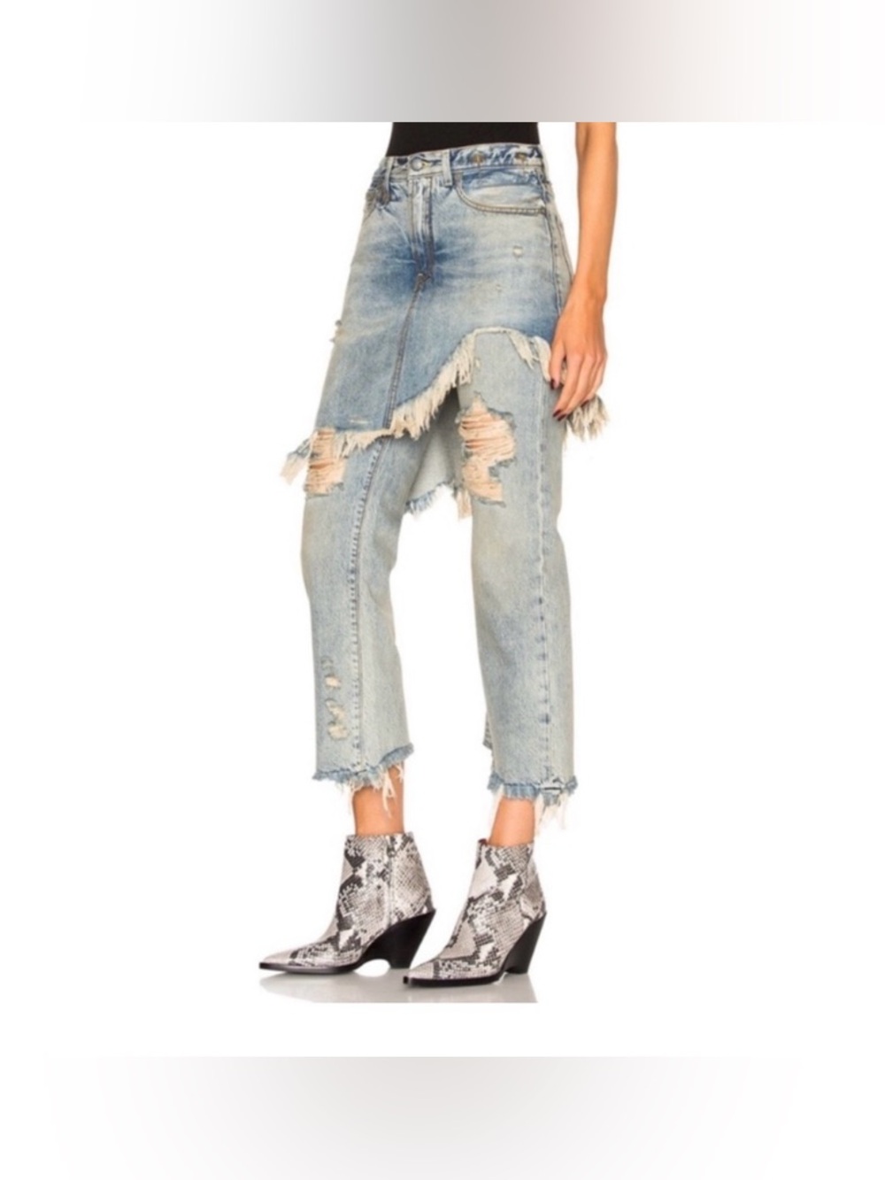 R13 Light Blue Distressed Cropped Ankle Jeans - Picture 6 of 14